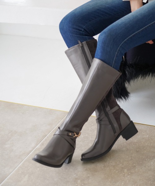 VIVIAN（ヴィヴィアン）の「ビット付きサイドベルトロングブーツ（ブーツ・レディース・ブラック/ダークブラウン/グレー・S/M/L/LL）」の12枚目の写真