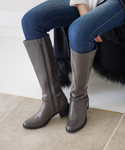 VIVIAN（ヴィヴィアン）の「ビット付きサイドベルトロングブーツ（ブーツ・レディース・ブラック/ダークブラウン/グレー・S/M/L/LL）」の19枚目の写真