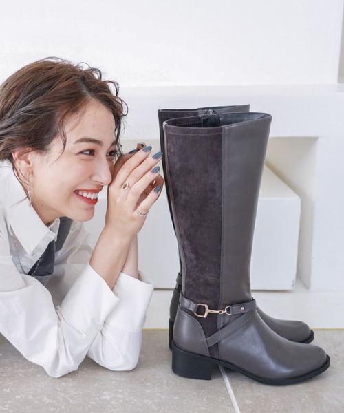 VIVIAN（ヴィヴィアン）の「ビット付きサイドベルトロングブーツ（ブーツ・レディース・ブラック/ダークブラウン/グレー・S/M/L/LL）」の5枚目の写真