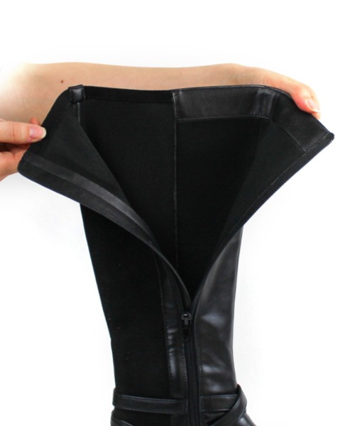 VIVIAN（ヴィヴィアン）の「ビット付きサイドベルトロングブーツ（ブーツ・レディース・ブラック/ダークブラウン/グレー・S/M/L/LL）」の7枚目の写真