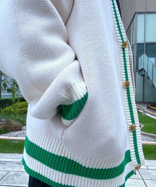 WHITELAND（ホワイトランド）の「WHITELAND/ホワイトランド/スクールカーディガン（カーディガン/ボレロ・メンズ・ブラック/アイボリー・FREE）」の9枚目の写真