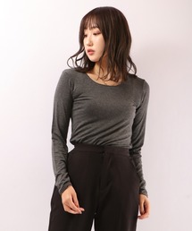 PAGE ONE 無地Uネック長袖Tシャツ