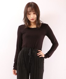 PAGE ONE 無地Uネック長袖Tシャツ