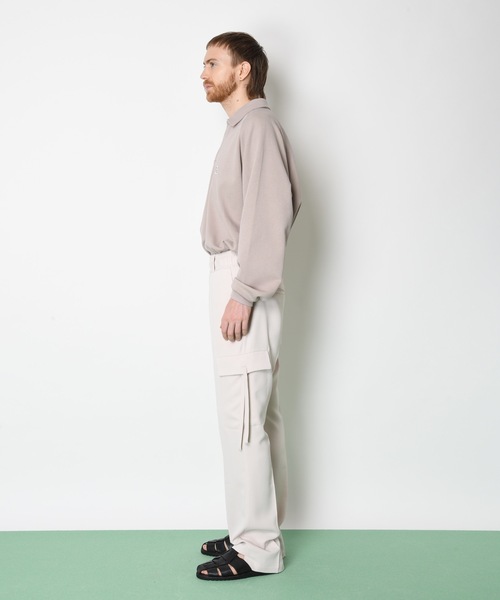 SUPERTHANKS（スーパーサンクス）の「リブ カットソー 刺繍ポイント スキッパーシャツ ビッグシルエット ■セットアップ対応■(ユニセックス)（Tシャツ/カットソー・メンズ・ホワイト/ライトベージュ/サックスブルー/ブラック・M/L/S）」の7枚目の写真