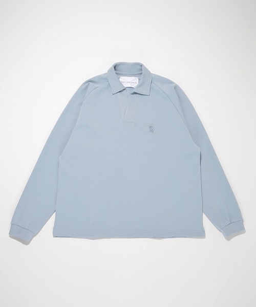 SUPERTHANKS（スーパーサンクス）の「リブ カットソー 刺繍ポイント スキッパーシャツ ビッグシルエット ■セットアップ対応■(ユニセックス)（Tシャツ/カットソー・メンズ・ホワイト/ライトベージュ/サックスブルー/ブラック・M/L/S）」の14枚目の写真