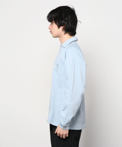 SUPERTHANKS（スーパーサンクス）の「リブ カットソー 刺繍ポイント スキッパーシャツ ビッグシルエット ■セットアップ対応■(ユニセックス)（Tシャツ/カットソー・メンズ・ホワイト/ライトベージュ/サックスブルー/ブラック・M/L/S）」の22枚目の写真