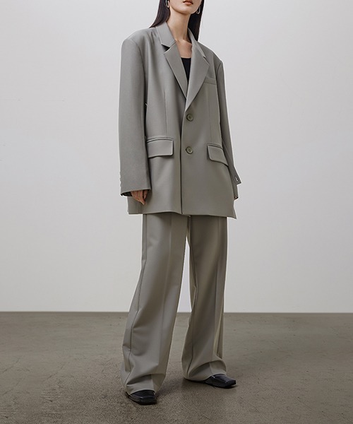 UNSPOKEN(アンスポクン)の「【UNSPOKEN】Loose wide gray suit pants UQ21K019(スラックス・レディース・グレー・S/M/L)」の2枚目の写真