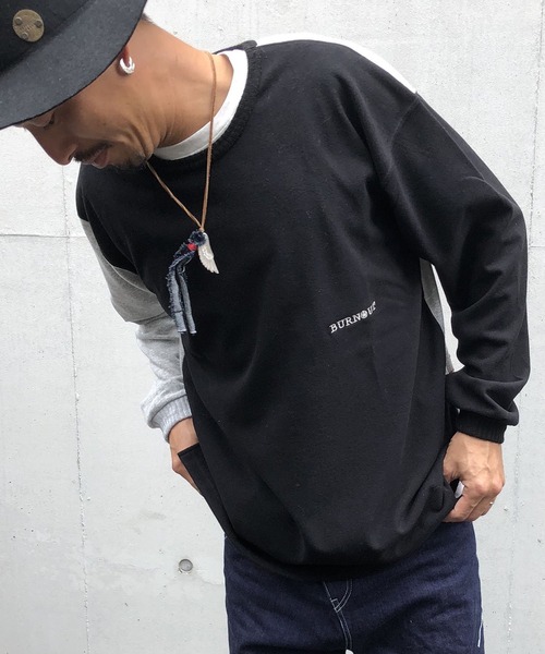 BURNOUT(バーンアウト)の「【BURNOUT】L/S プルオーバー ニット(Tシャツ/カットソー・メンズ・ブラック/ブラックミックス/ヘザーグレー・M/L)」の2枚目の写真
