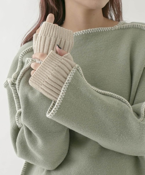 KBF(ケイビーエフ)の「ランダムリブアームウォーマー(手袋・レディース・ベージュ/ブラウン/グレー・ONE)」の6枚目の写真