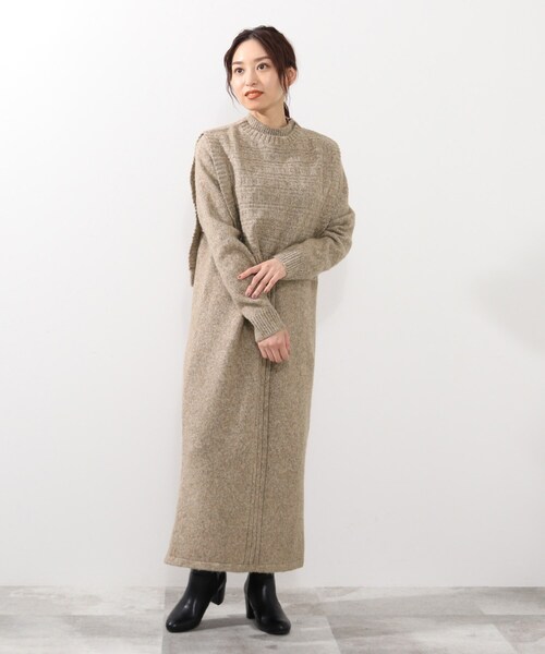 DRESKIP（ドレスキップ）の「◆【2点セット】ニットベスト×ニットワンピース（ワンピース・レディース・ダークブラウン/グレー/グリーン系・02/03）」の3枚目の写真