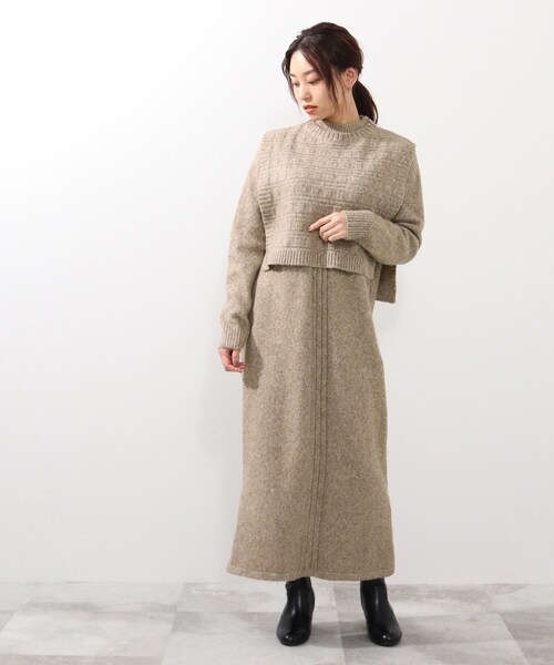 DRESKIP（ドレスキップ）の「◆【2点セット】ニットベスト×ニットワンピース（ワンピース・レディース・ダークブラウン/グレー/グリーン系・02/03）」の12枚目の写真