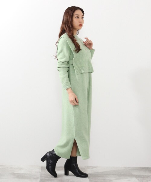DRESKIP（ドレスキップ）の「◆【2点セット】ニットベスト×ニットワンピース（ワンピース・レディース・ダークブラウン/グレー/グリーン系・02/03）」の10枚目の写真