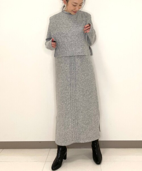 DRESKIP（ドレスキップ）の「◆【2点セット】ニットベスト×ニットワンピース（ワンピース・レディース・ダークブラウン/グレー/グリーン系・02/03）」の6枚目の写真