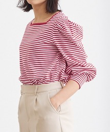 スクエアネックボーダーTシャツ