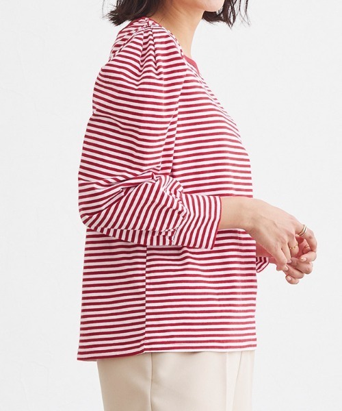 Pierrot（ピエロ）の「スクエアネックボーダーTシャツ（Tシャツ/カットソー・レディース・ブラック/ネイビー/レッド/イエロー・M/L）」の14枚目の写真