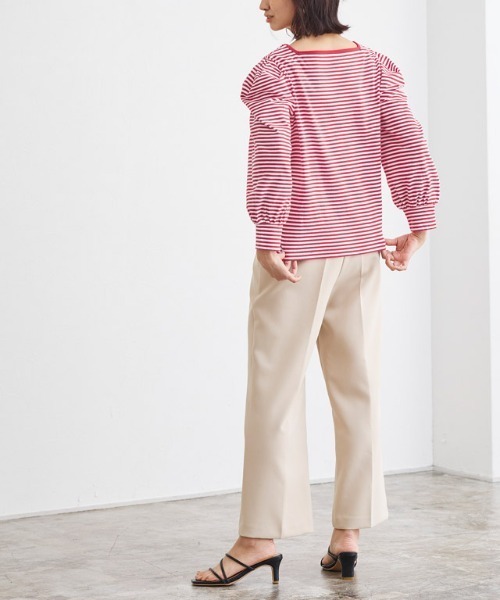 Pierrot（ピエロ）の「スクエアネックボーダーTシャツ（Tシャツ/カットソー・レディース・ブラック/ネイビー/レッド/イエロー・M/L）」の12枚目の写真