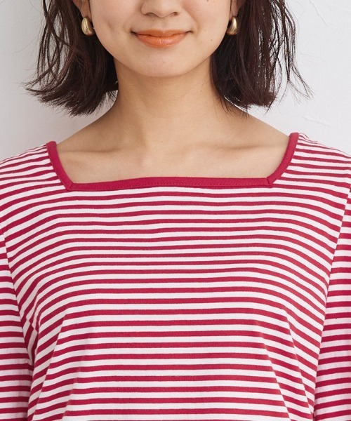 Pierrot（ピエロ）の「スクエアネックボーダーTシャツ（Tシャツ/カットソー・レディース・ブラック/ネイビー/レッド/イエロー・M/L）」の16枚目の写真