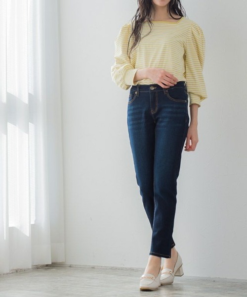 Pierrot（ピエロ）の「スクエアネックボーダーTシャツ（Tシャツ/カットソー・レディース・ブラック/ネイビー/レッド/イエロー・M/L）」の19枚目の写真