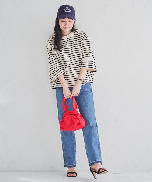 coen(コーエン)の「キャンバスガマグチミニバッグ(ボストンバッグ・レディース・ネイビー/レッド・FREE)」の7枚目の写真