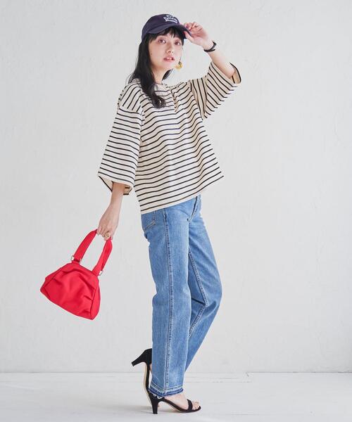 coen(コーエン)の「キャンバスガマグチミニバッグ(ボストンバッグ・レディース・ネイビー/レッド・FREE)」の8枚目の写真