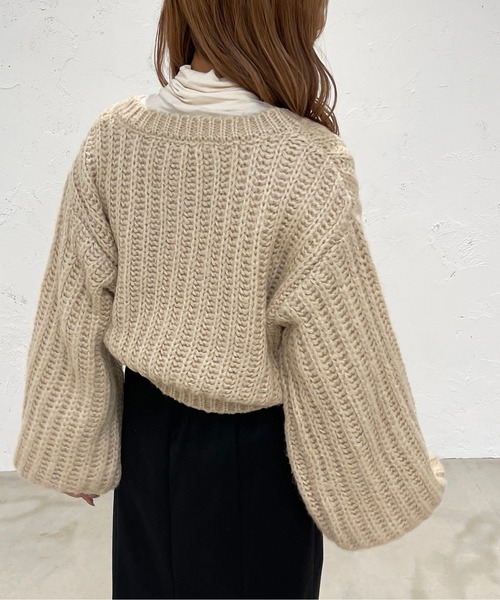 apres jour mignon（アプレジュールミニョン）の「ざっくり編みニット【ZOZOTOWN限定アイテム】（ニット/セーター・レディース・ブラック/グリーン/ライトベージュ・X-LARGE/フリー）」の14枚目の写真