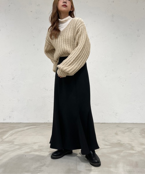 apres jour mignon（アプレジュールミニョン）の「ざっくり編みニット【ZOZOTOWN限定アイテム】（ニット/セーター・レディース・ブラック/グリーン/ライトベージュ・X-LARGE/フリー）」の16枚目の写真
