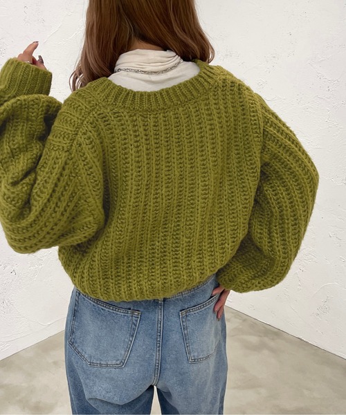 apres jour mignon（アプレジュールミニョン）の「ざっくり編みニット【ZOZOTOWN限定アイテム】（ニット/セーター・レディース・ブラック/グリーン/ライトベージュ・X-LARGE/フリー）」の21枚目の写真