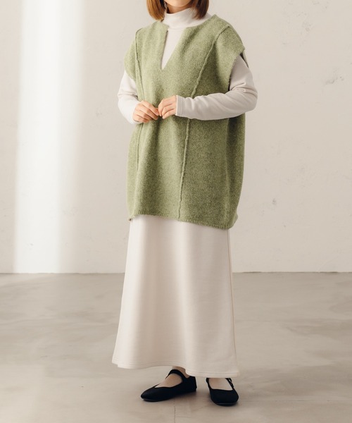 fupel（フぺル）の「キーネックMIXニットベスト（ベスト・レディース・ダークブラウン/ライトグリーン・SMALL/MEDIUM）」の14枚目の写真