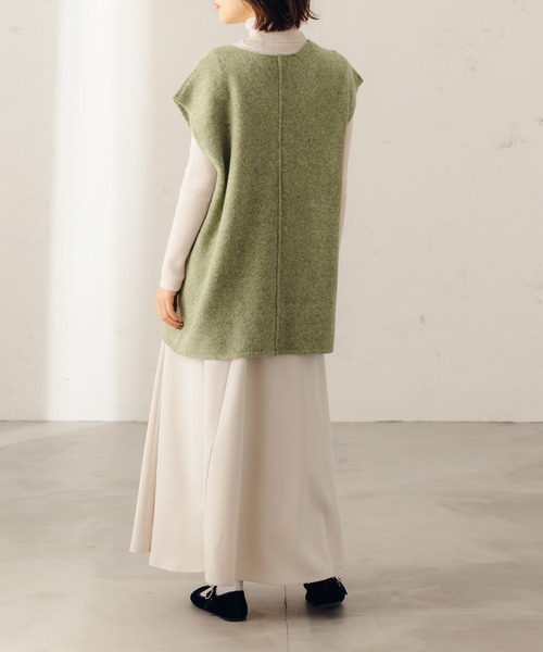 fupel（フぺル）の「キーネックMIXニットベスト（ベスト・レディース・ダークブラウン/ライトグリーン・SMALL/MEDIUM）」の4枚目の写真