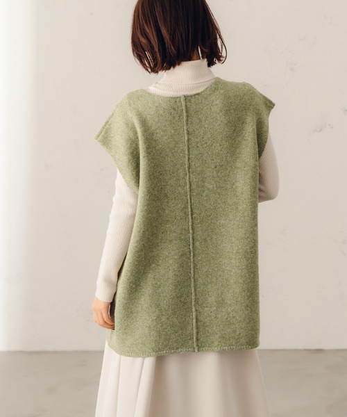 fupel（フぺル）の「キーネックMIXニットベスト（ベスト・レディース・ダークブラウン/ライトグリーン・SMALL/MEDIUM）」の13枚目の写真