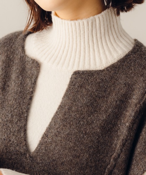 fupel（フぺル）の「キーネックMIXニットベスト（ベスト・レディース・ダークブラウン/ライトグリーン・SMALL/MEDIUM）」の12枚目の写真