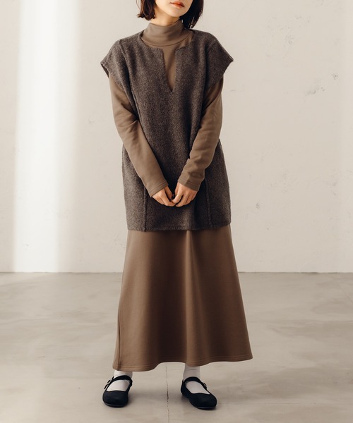 fupel（フぺル）の「キーネックMIXニットベスト（ベスト・レディース・ダークブラウン/ライトグリーン・SMALL/MEDIUM）」の16枚目の写真