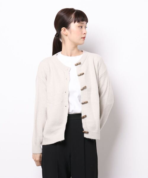 ロージーモンスター ♡ウッドボタンケーブルカーディガン lawgy（ラウジー） カーディガン wood button like pocket cable
