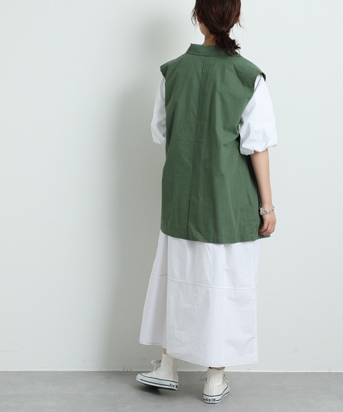 CIAOPANIC TYPY（チャオパニックティピー）の「リップストップミリタリーベスト（ベスト・レディース・オフホワイト/ベージュ/カーキ/ブラック・ONE SIZE）」の8枚目の写真