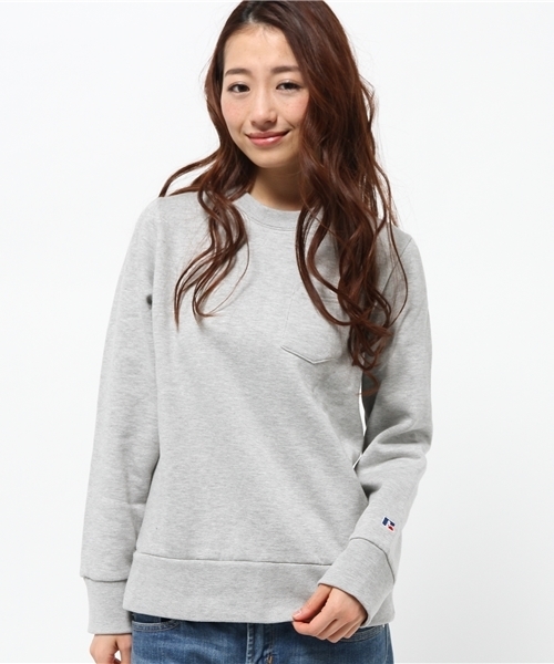 OUTLET（アウトレット）の「【Ciaopanic】RUSSELL 別注T/C裏毛ポケ付キプルオーバー（スウェット・レディース・ブルー/チャコールグレー/グリーン/グレー/レッド・FREE）」の3枚目の写真