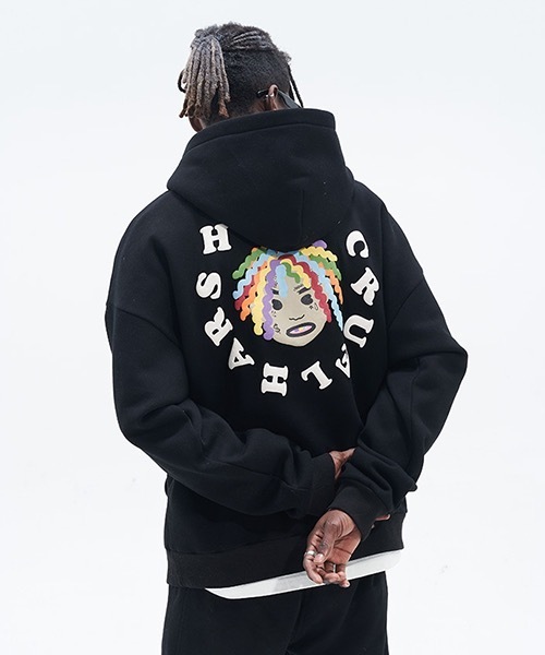 HARSH AND CRUEL(ハーシュアンドクルーエル)の「ポッププリント プルオーバーパーカー HC22SS05【Harsh and Cruel】(パーカー・メンズ・ブラック/ライトグレー・M/L/S/XL)」の8枚目の写真