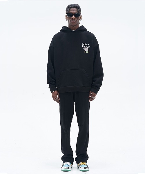 HARSH AND CRUEL(ハーシュアンドクルーエル)の「ポッププリント プルオーバーパーカー HC22SS05【Harsh and Cruel】(パーカー・メンズ・ブラック/ライトグレー・M/L/S/XL)」の11枚目の写真