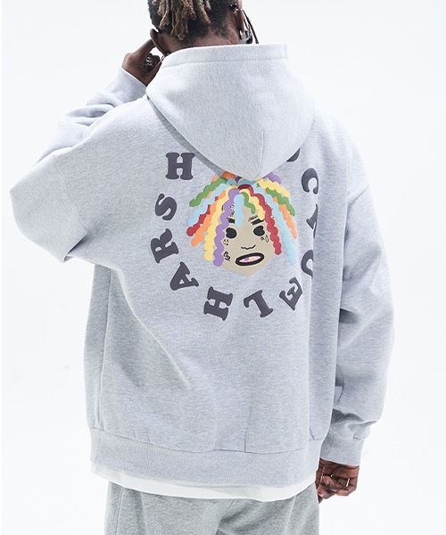 HARSH AND CRUEL(ハーシュアンドクルーエル)の「ポッププリント プルオーバーパーカー HC22SS05【Harsh and Cruel】(パーカー・メンズ・ブラック/ライトグレー・M/L/S/XL)」の9枚目の写真