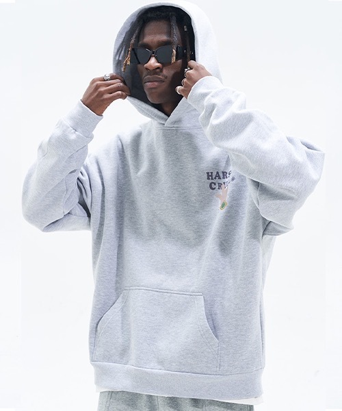 HARSH AND CRUEL(ハーシュアンドクルーエル)の「ポッププリント プルオーバーパーカー HC22SS05【Harsh and Cruel】(パーカー・メンズ・ブラック/ライトグレー・M/L/S/XL)」の7枚目の写真