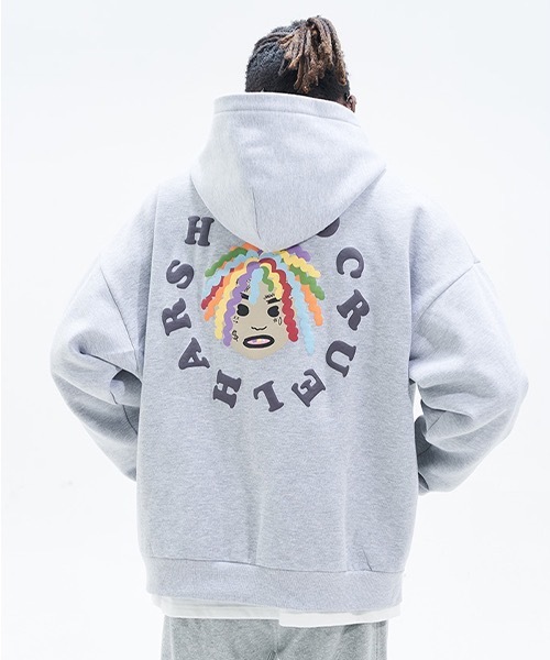 HARSH AND CRUEL(ハーシュアンドクルーエル)の「ポッププリント プルオーバーパーカー HC22SS05【Harsh and Cruel】(パーカー・メンズ・ブラック/ライトグレー・M/L/S/XL)」の15枚目の写真