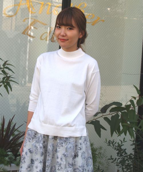 Another Edition(アナザーエディション)の「14GGハイツイストプルオーバー/ AEBC 14GG HIGH TWIST PO◆(ニット/セーター・レディース・オフホワイト/ブラック/ライトグレー/マスタード・フリー)」の2枚目の写真