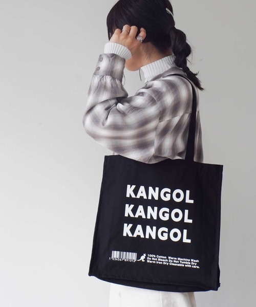 dictionary(ディクショナリー)の「【KANGOL / カンゴール】 プリント スクエア トート バッグ(トートバッグ・レディース・オフホワイト/ブラック/ホワイト系/ブラック系・FREE)」の4枚目の写真