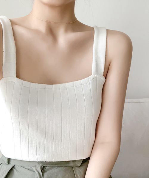 yuue' ( wear )（ユーイ）の「シンプルリブニットタンクトップ（タンクトップ・レディース・ホワイト/ブラック/カーキ/ライトベージュ・FREE）」の13枚目の写真
