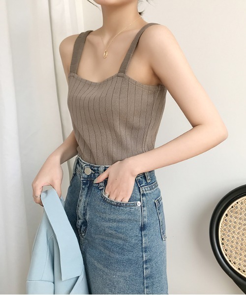 yuue' ( wear )（ユーイ）の「シンプルリブニットタンクトップ（タンクトップ・レディース・ホワイト/ブラック/カーキ/ライトベージュ・FREE）」の18枚目の写真