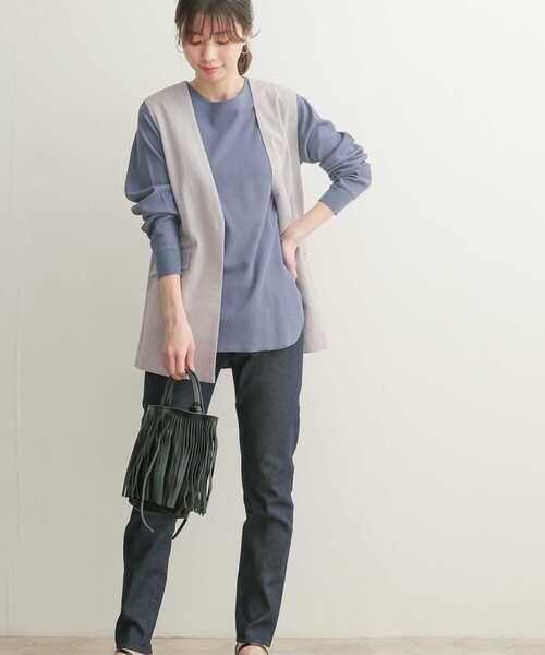 URBAN RESEARCH DOORS（アーバンリサーチドアーズ）の「コットンノーカラーベスト（ベスト・レディース・グレー系その他/ベージュ系その他・1）」の3枚目の写真