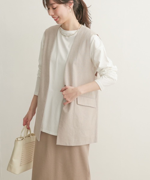 URBAN RESEARCH DOORS（アーバンリサーチドアーズ）の「コットンノーカラーベスト（ベスト・レディース・グレー系その他/ベージュ系その他・1）」の18枚目の写真