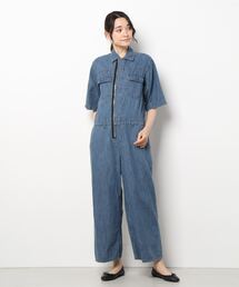H.A.K（ハク）の「ライトオンスデニムノーカラーオールインワン 