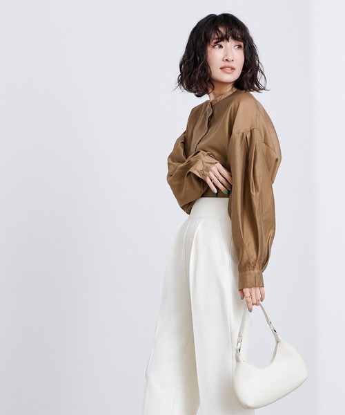 UR'S(ユアーズ)の「シアーボリュームスリーブブラウス(シャツ/ブラウス・レディース・ピンク/ブラック/ブラウン・M/L/S)」の11枚目の写真