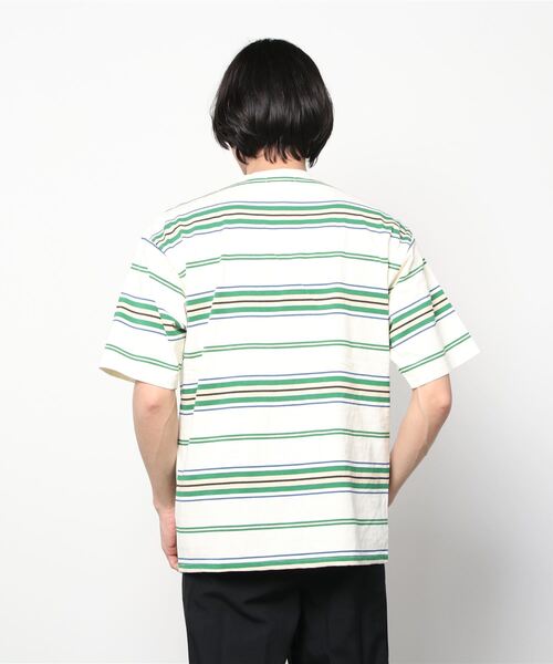 JOHN'S CLOSET(ジョンズクローゼット)の「【13】マルチボーダー胸刺繍Tシャツ(Tシャツ/カットソー・メンズ・ブラック/グリーン/オフホワイト/ホワイト/ブラック系その他/パープル・MEDIUM/LARGE)」の10枚目の写真