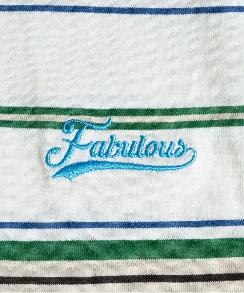 JOHN'S CLOSET(ジョンズクローゼット)の「【13】マルチボーダー胸刺繍Tシャツ(Tシャツ/カットソー・メンズ・ブラック/グリーン/オフホワイト/ホワイト/ブラック系その他/パープル・MEDIUM/LARGE)」の7枚目の写真